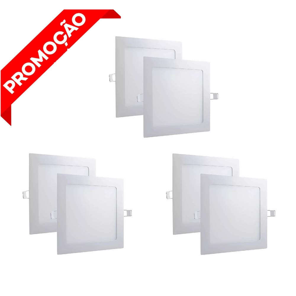 Kit 6 Painel Plafon Luminaria Embutir Led Branco Frio 25w