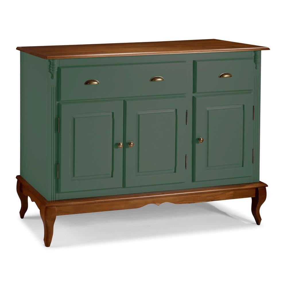Balcão Buffet 3 Portas 2 Gavetas Hannover 60803 Linz Móveis - Verde Musgo/Imbuia