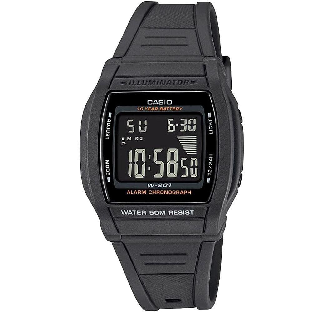 Relógio CASIO masculino digital cinza borracha W-201-1BVDF