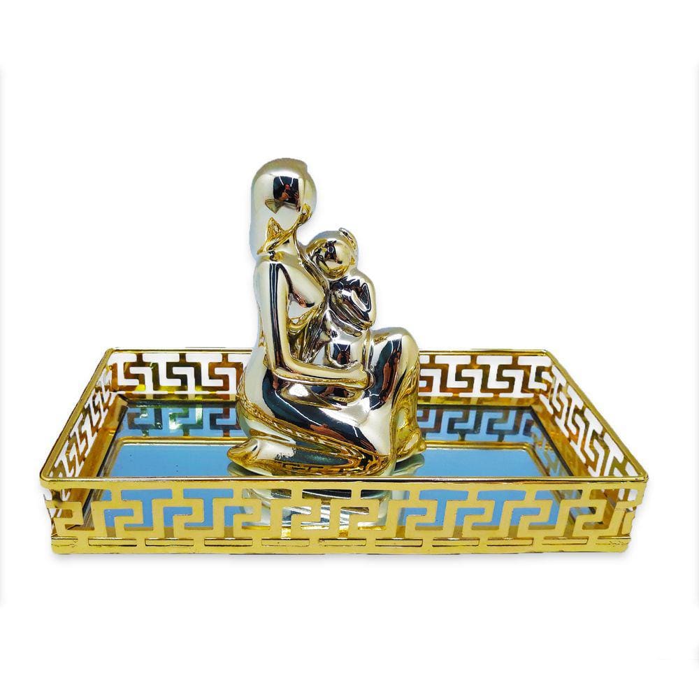 Decoração Porcelana Mãe e Filho Amor e Ternura Com Bandeja