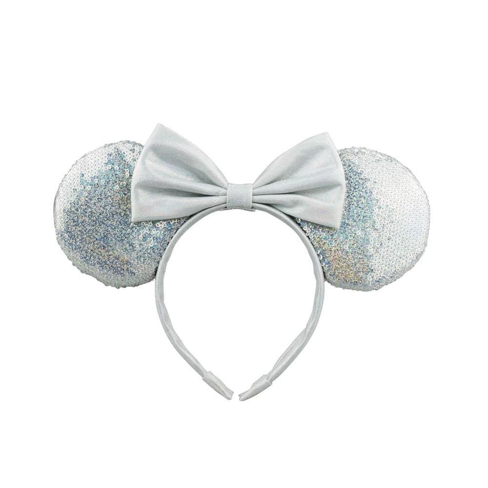 Tiara Prateada Orelhas Laço Minnie 20X25Cm