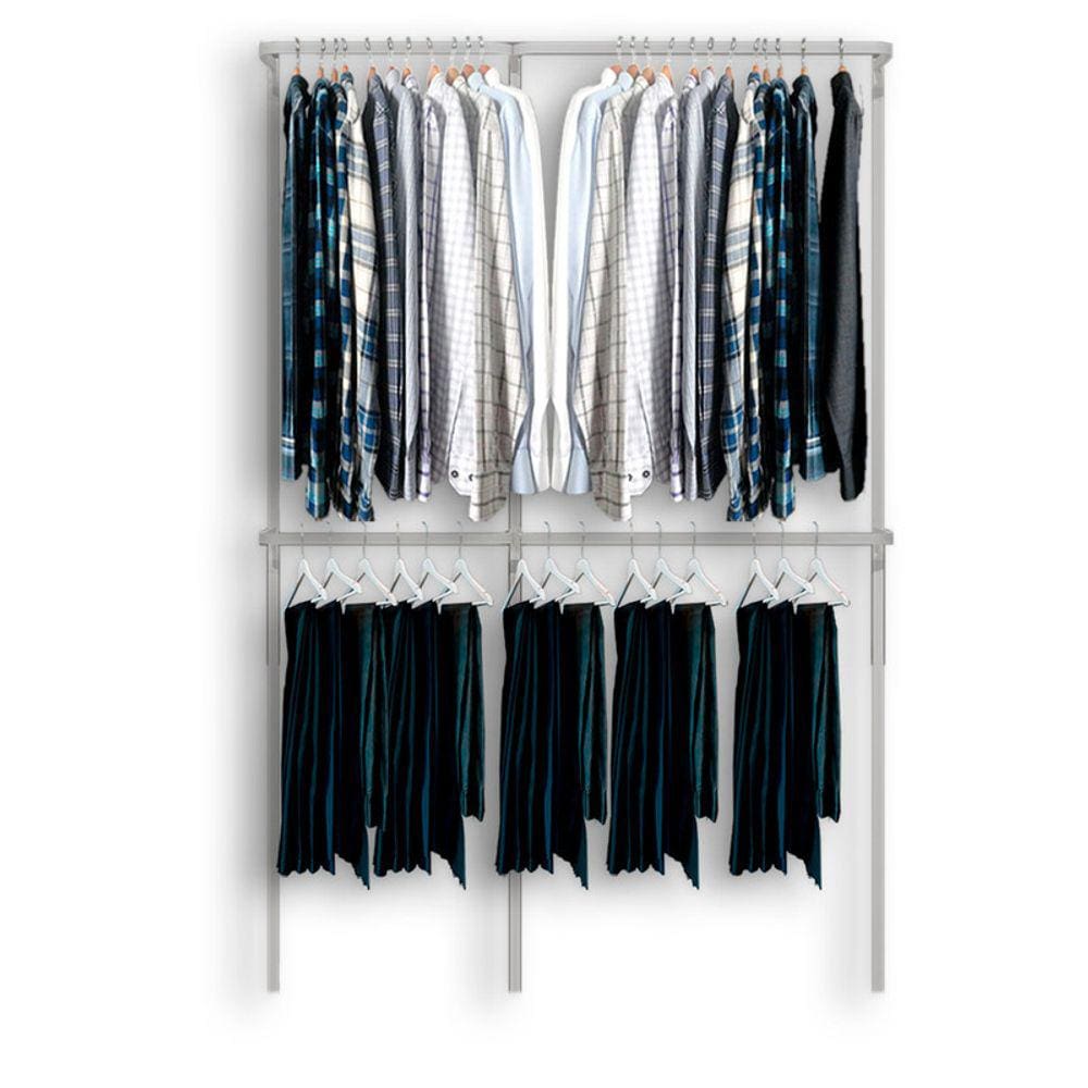 Arara cabideiro aramado trilho parede closet loja suspenso Br 1,60 m