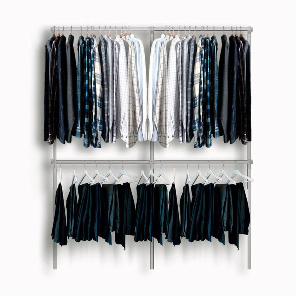 Arara cabideiro aramado trilho parede closet loja suspenso Br 1,90 m