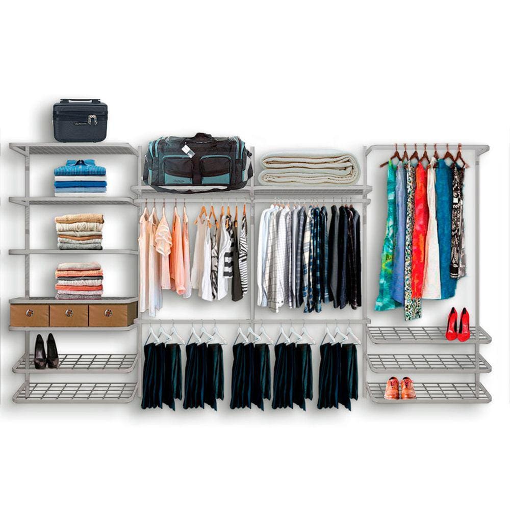 Roupeiro Closet Modulado Aramado Caixas Organizadoras 3,70m BR
