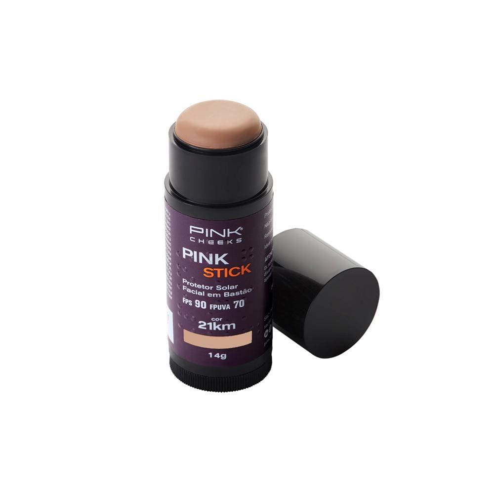 Pink Cheeks Pink Stick FPS 90 FPUVA 70 21Km Protetor Solar Facial com Cor 14g