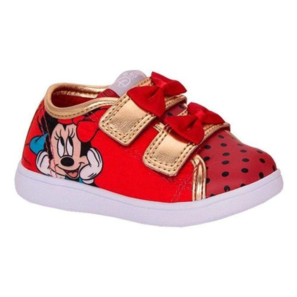Tênis Infantil Feminino Minnie Disney Nº26 Cor Vermelho - Sugar Shoes