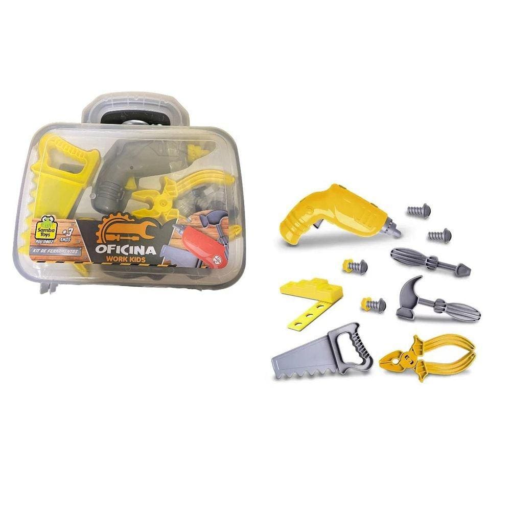 Brinquedo Kit Ferramentas Oficina Hora Do Trabalho 12 Peças