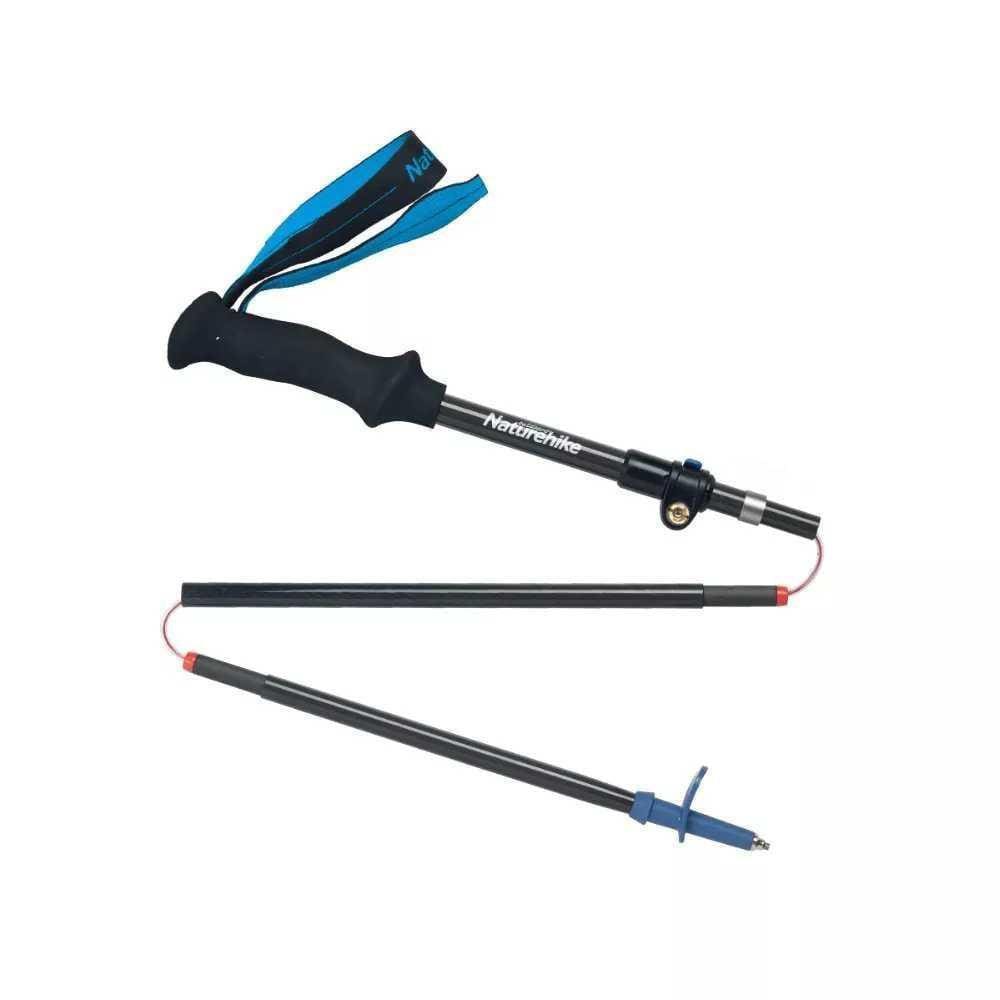 Bastão Caminhada Naturehike Dobrável Carbon Ultralight Azul
