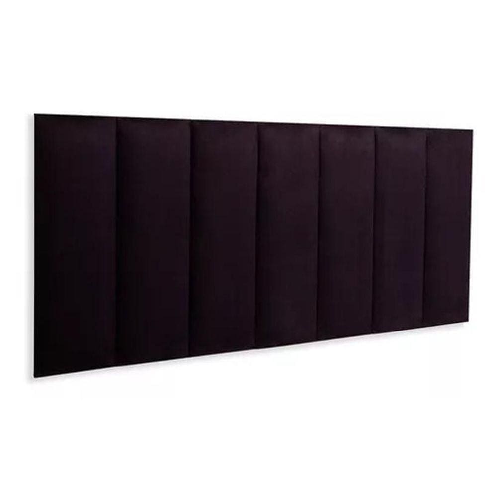 Kit 7 Módulos Placas De Cabeceira Estofada Casal Preto