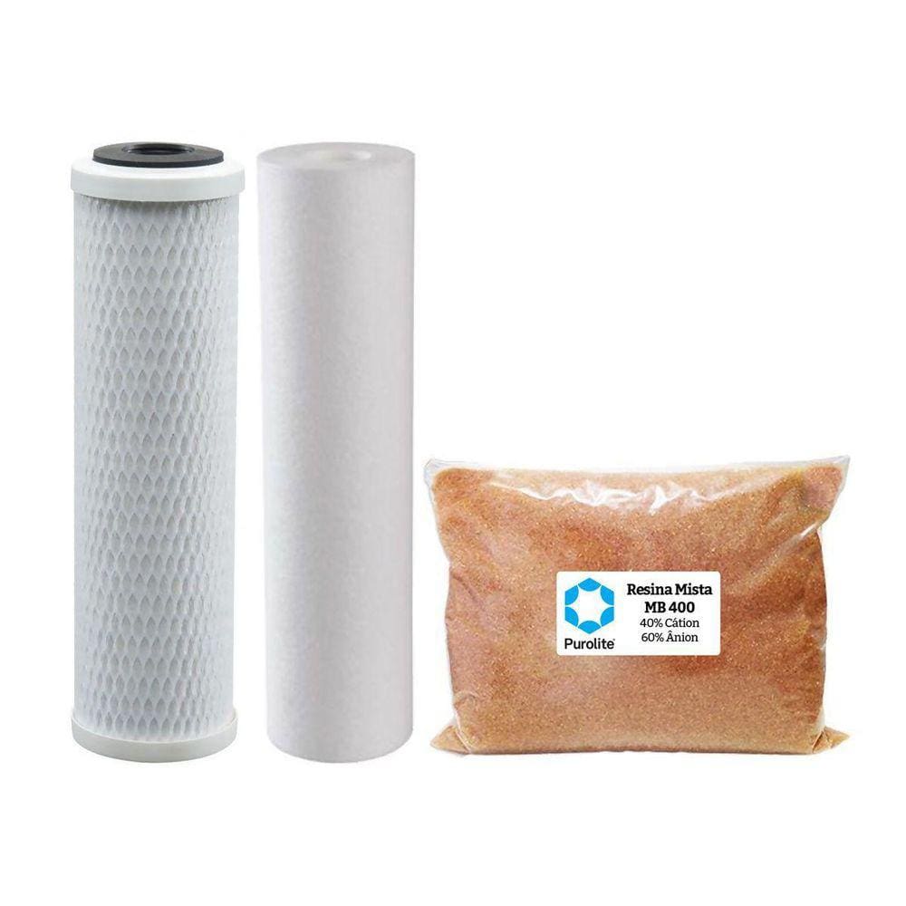 Kit Refil Deionizador 3 Estágios Resina Mb400 Completo