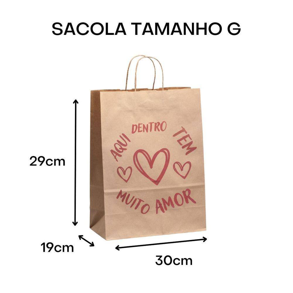 100 Sacolas Amor Kraft G Atacado Envio Rapido