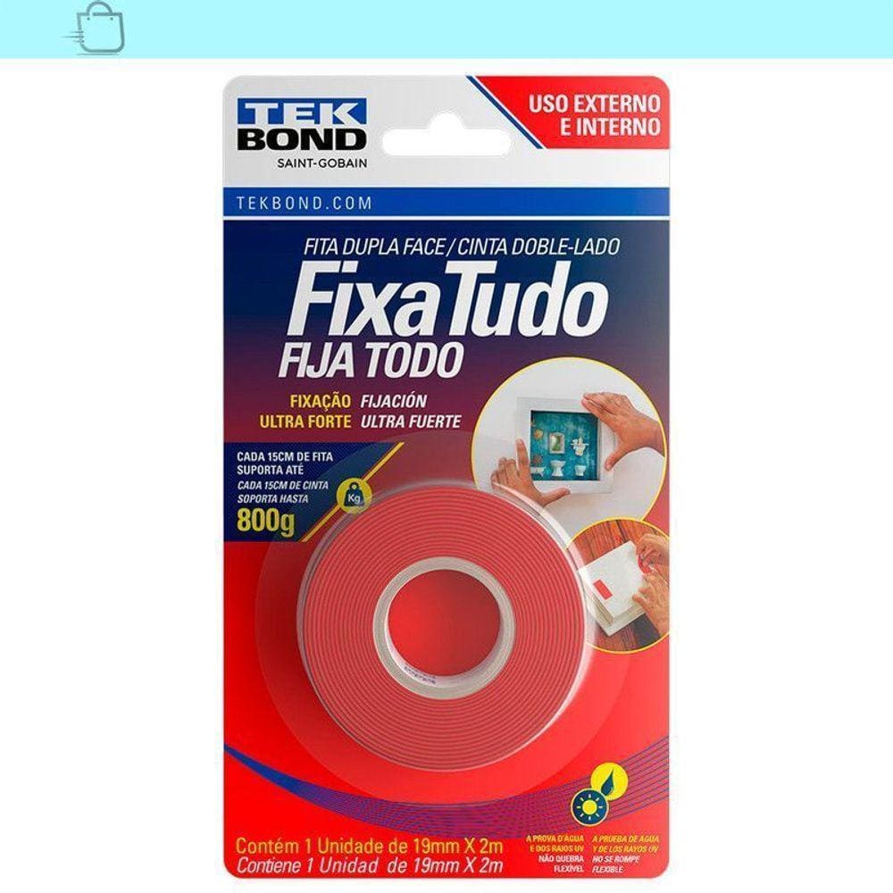 Fita Dupla Face Fixa Tudo Uso Externo 19mm x 2m