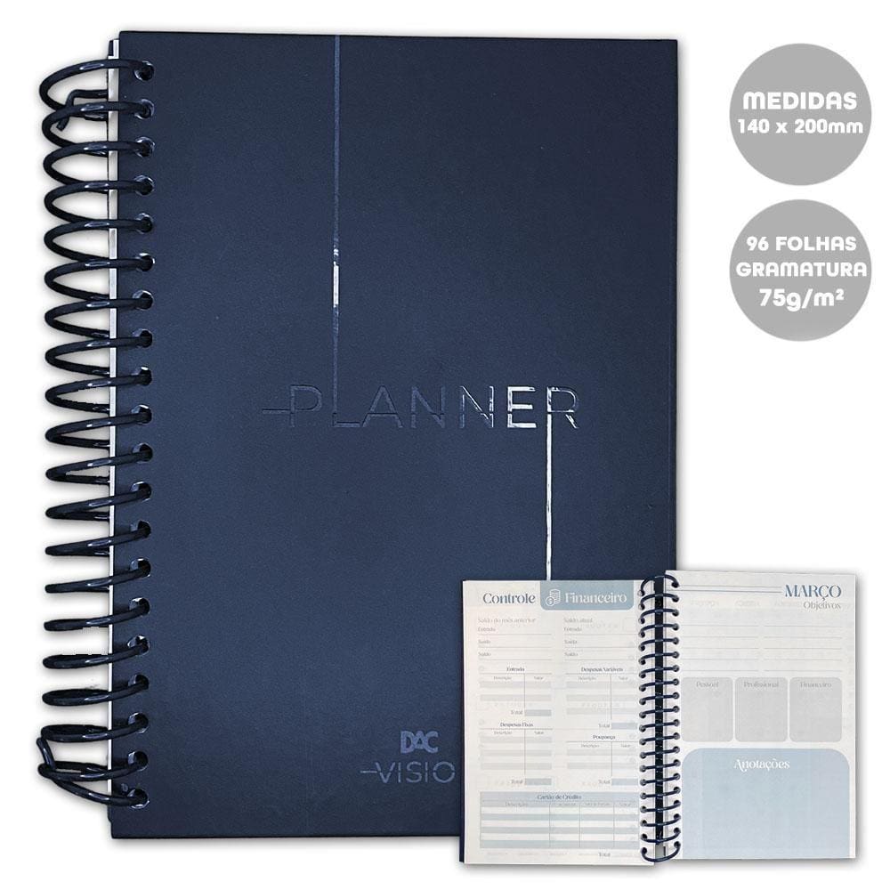 Planner Permanente A5 Com Espiral Dac Vision Azul 96Fls 75G