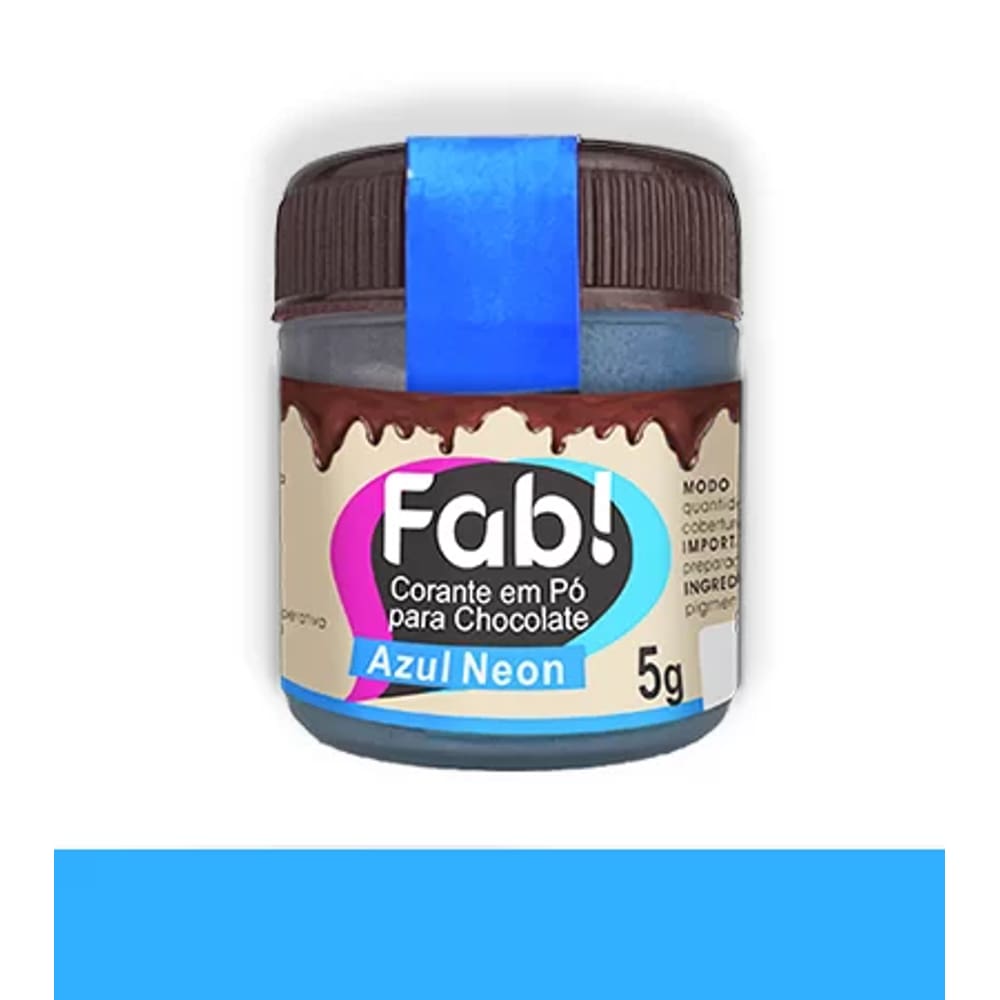 Corante Em Po P/ Choco Azul Neon 5g Fab