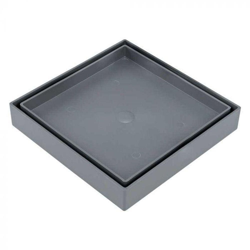 Ralo Oculto 15X15 Invisível Seca Piso Porcelanato Cinza Pvc