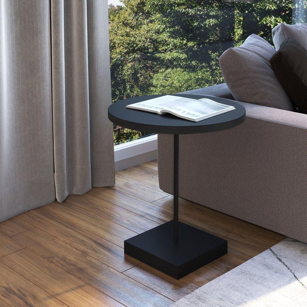 Mesa Lateral Redonda 45cm Nero/Preto