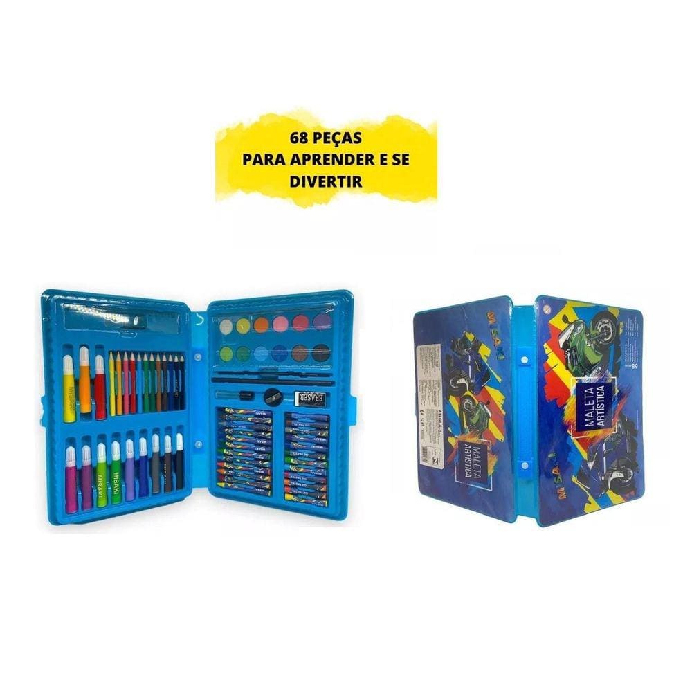 Maleta Estojo De Pintura Artística Infantil 68 Peças Azul