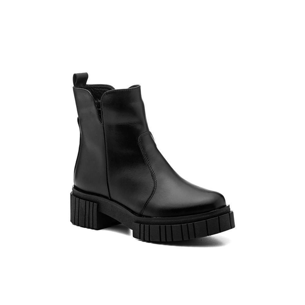 Bota Feminina Couro Chelsea Cano Curto Tratorada Confortável