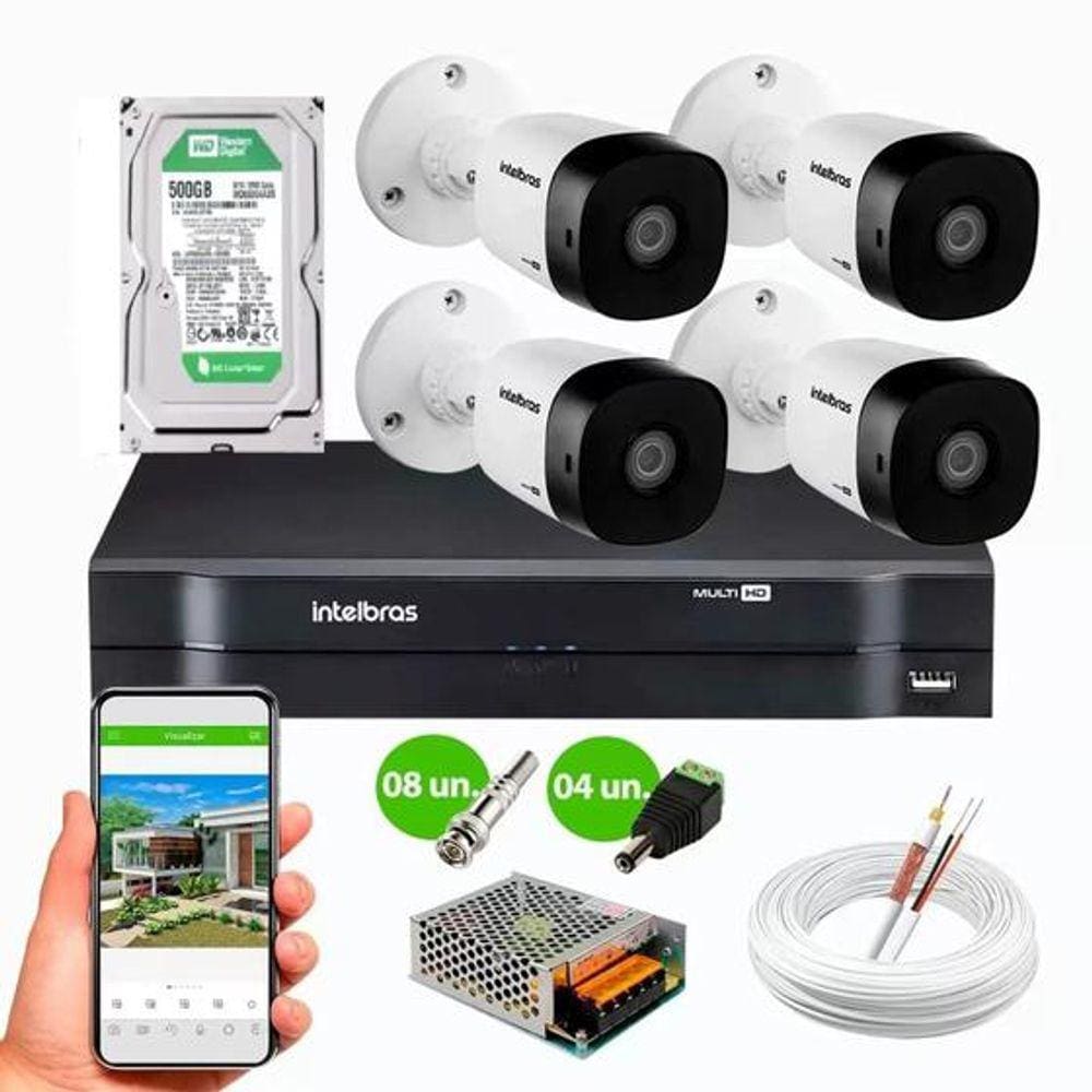 Kit 4 Camera de Segurança Intelbras Alta Resolução 1120 Hd 500gb