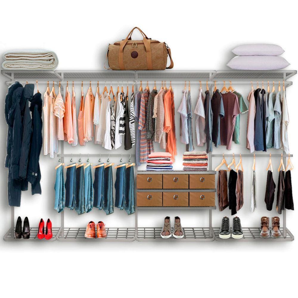 Cabideiro Arara Closet Casal Prateleira Aço Aramado - 3,40m BR