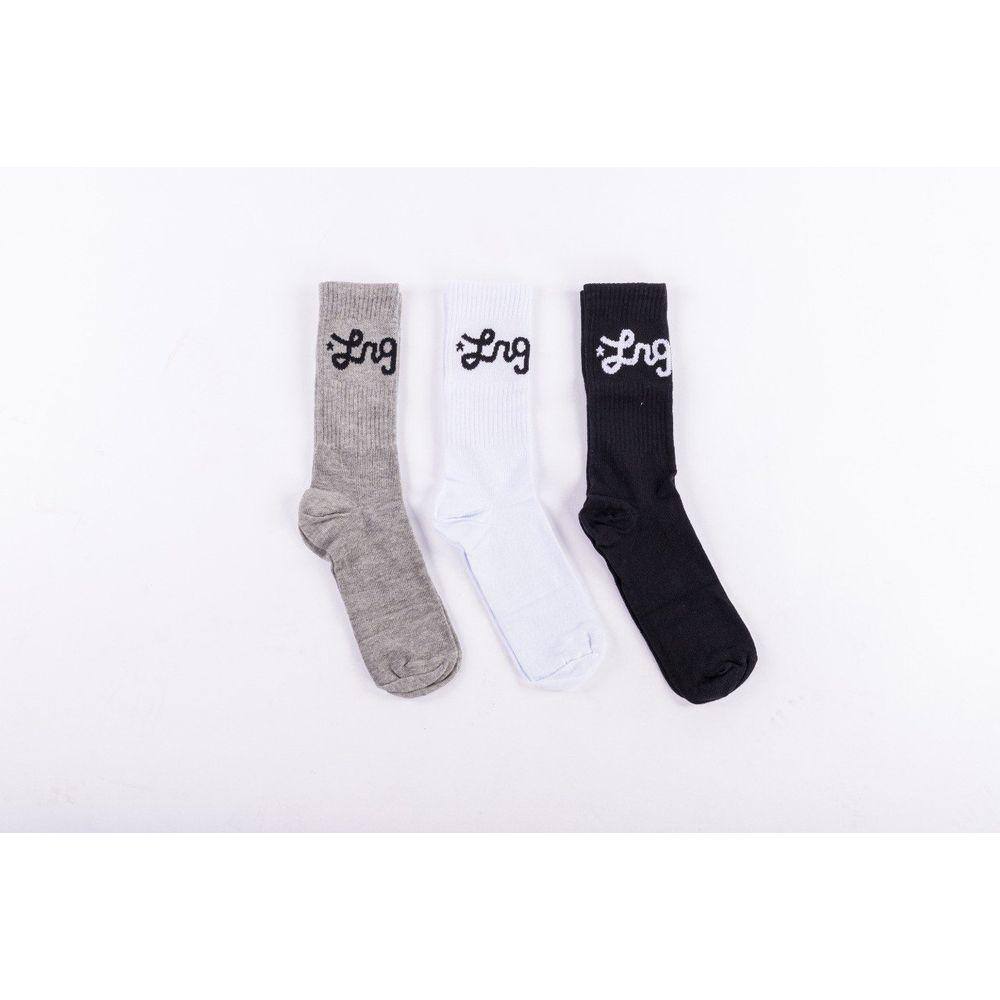 Meia LRG Script Cano Alto Masculina Kit 3 Pares - Multicolorido - 39-44