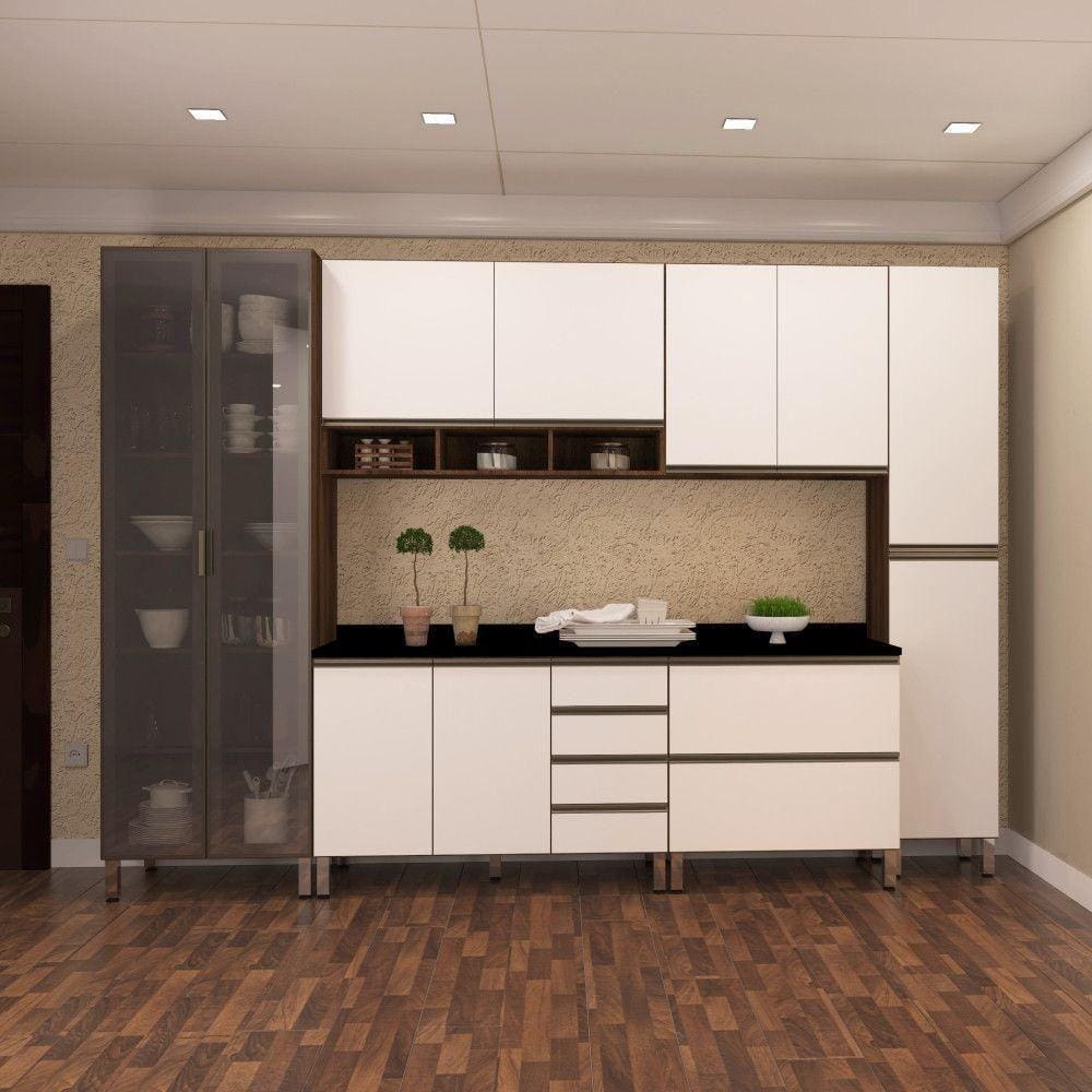 Armário De Cozinha C/6 Peças Dourado C/Branco Polar E Pret