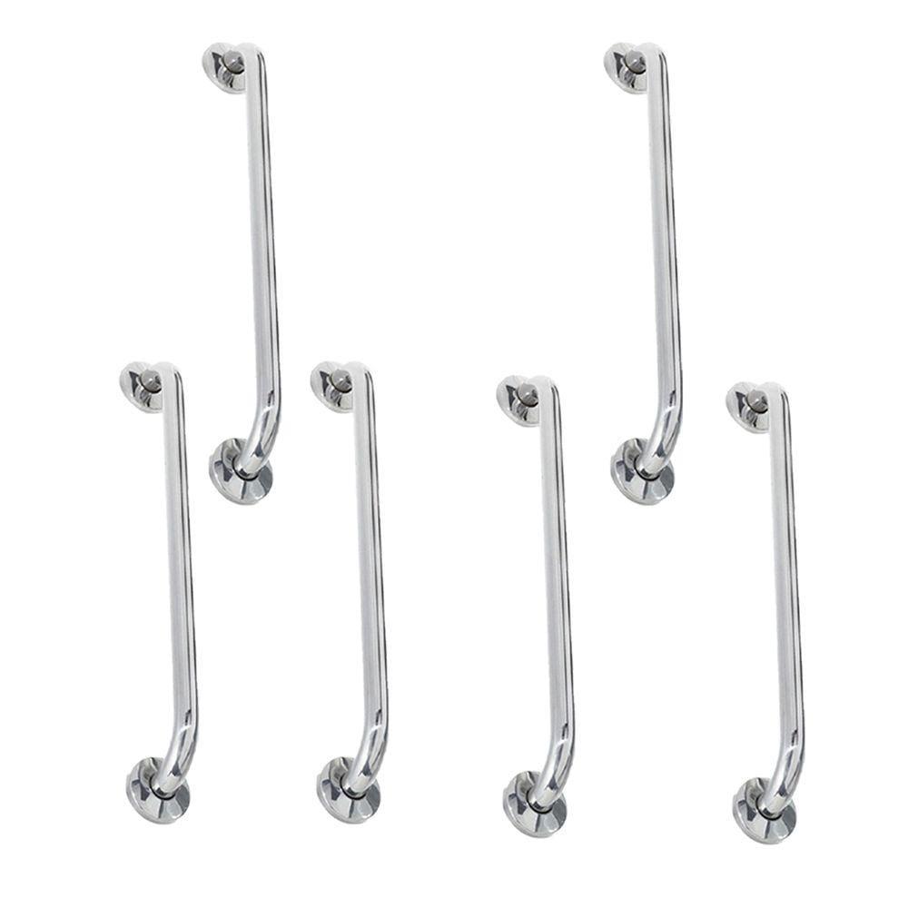 Alça de Apoio Barra 60cm Inox Kit 6 Unidades Segurança Acessibilidade Banheiro Escada Cadeirante Idoso Gestante Anti Queda Suporte Parede Corrimao