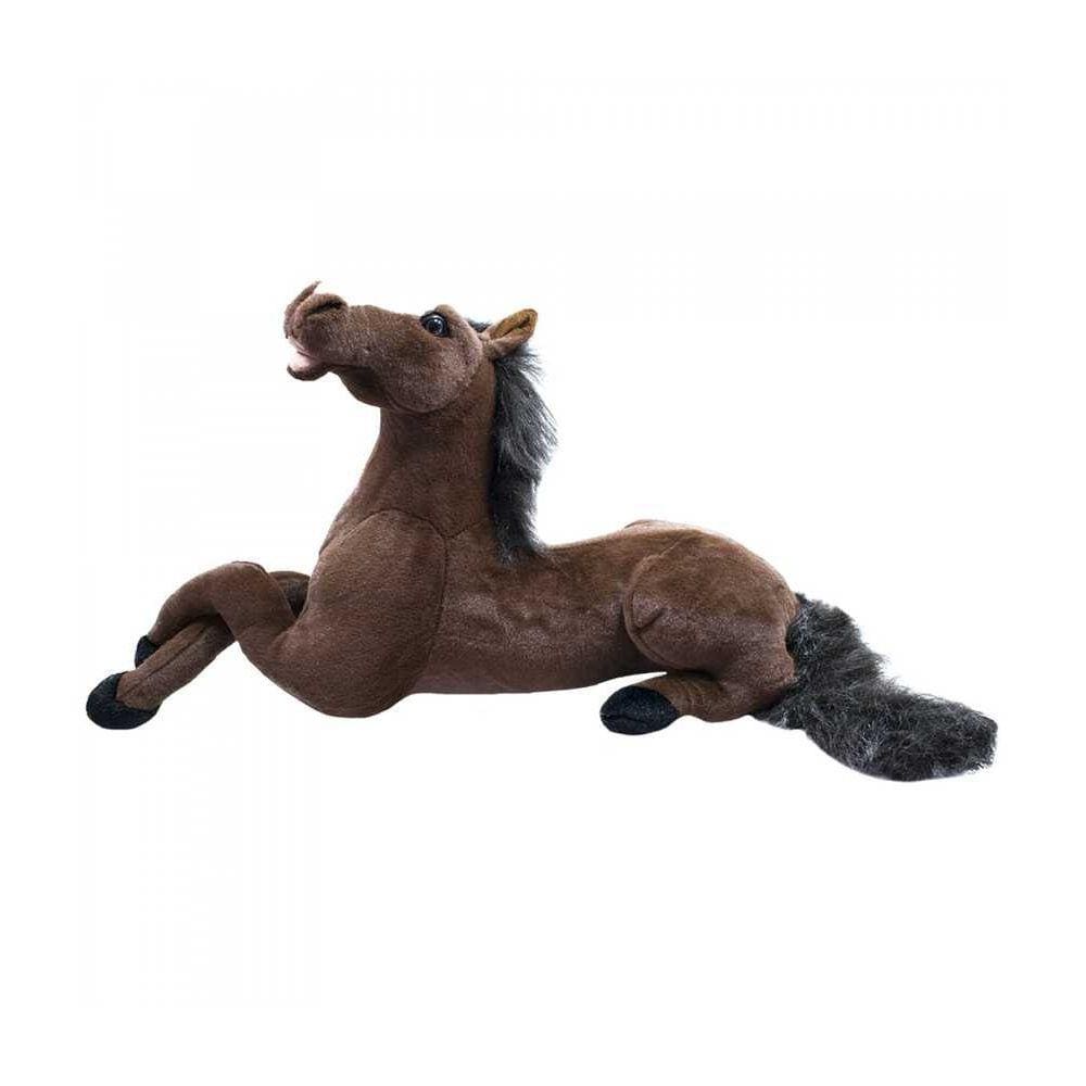 Cavalo Realista Pelúcia Marrom Fazenda Deitado 54 Cm