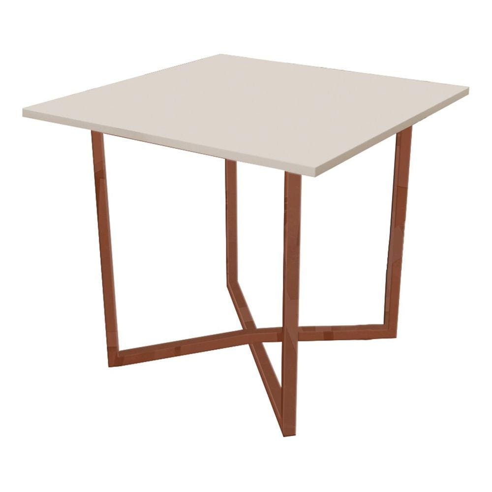 Mesa De Jantar 80x80 4 Lugares Valence Industrial Pés Em Aço
