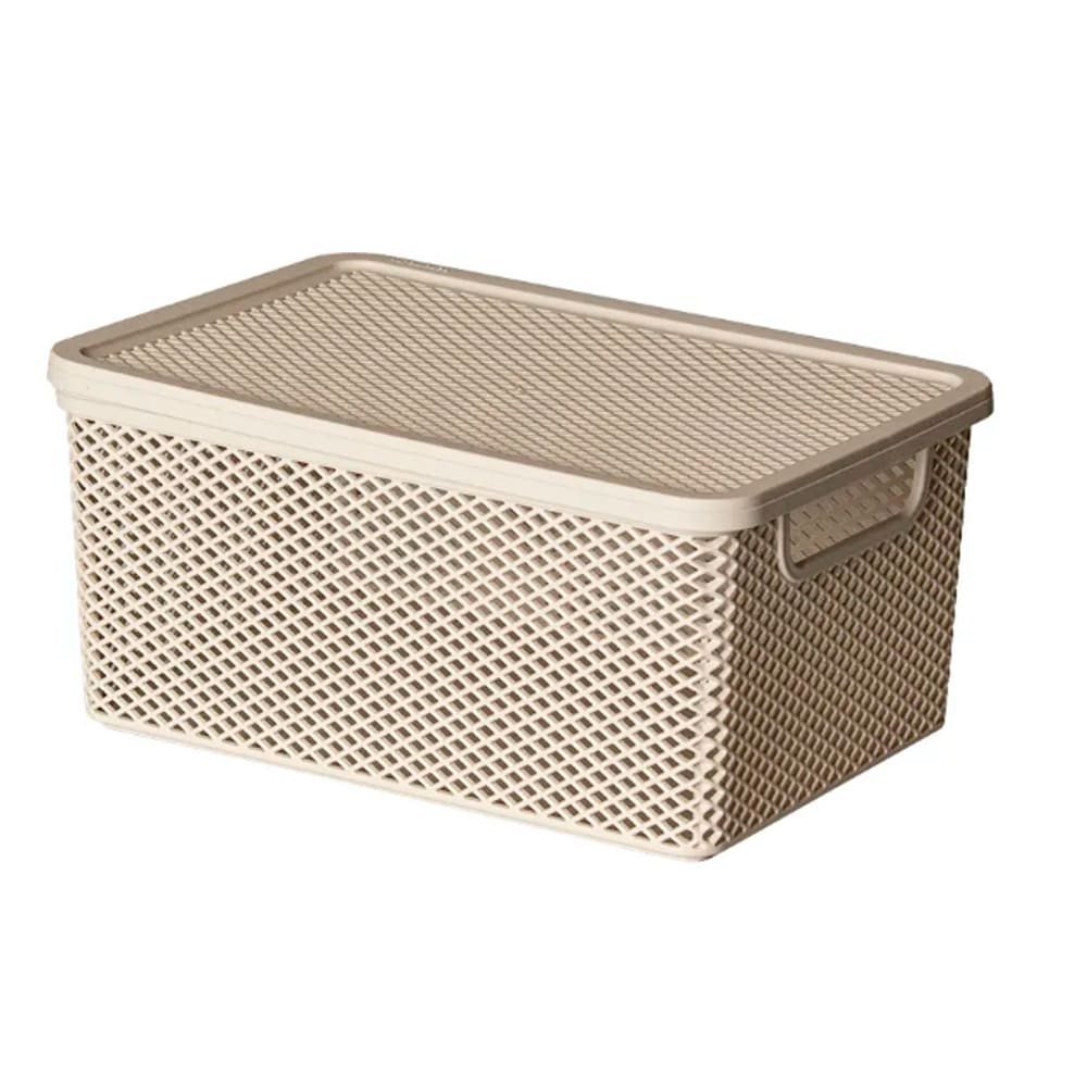 Cesto Organizador Linea com Tampa Creme