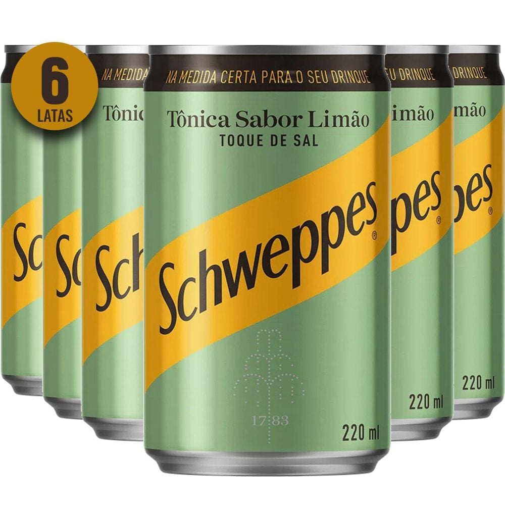 Schweppes Sabor Limão Com Toque De Sal 220Ml  6 Latas