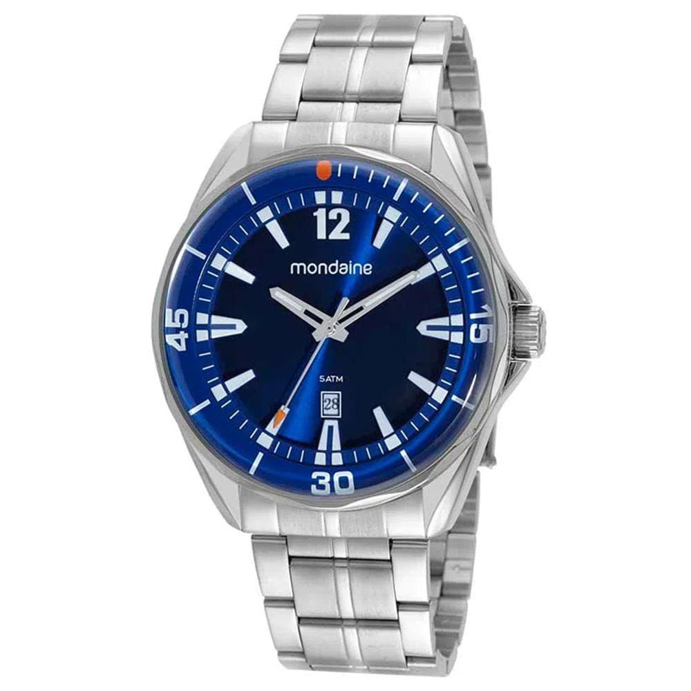 Relógio MONDAINE masculino prata azul 32384G0MVNE2