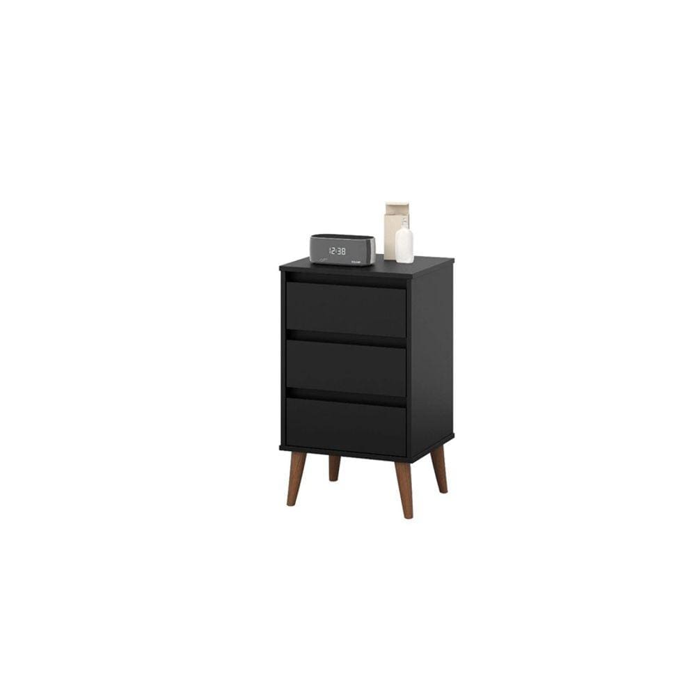Mesa De Cabeceira Retro Wood Preto – EJ Móveis