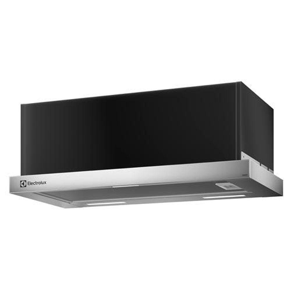 Depurador de Ar Electrolux 60cm Retrátil com 02 Velocidades, Exaustor Preto e Inox - DE6RX