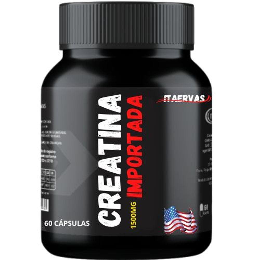 Creatina Importada 1500mg 60 Cáps Massa Muscular Força Ganha