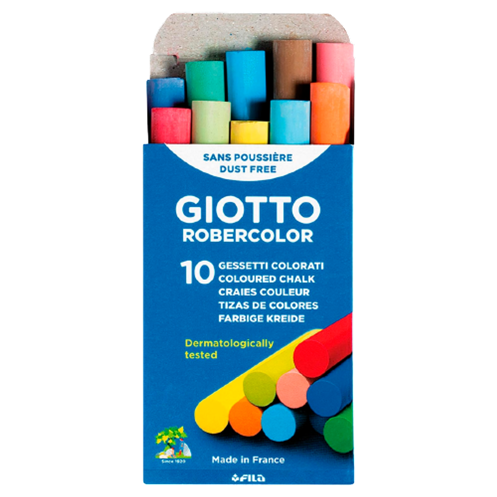 Giz escolar antialérgico Colorido para lousa 10 unid Giotto