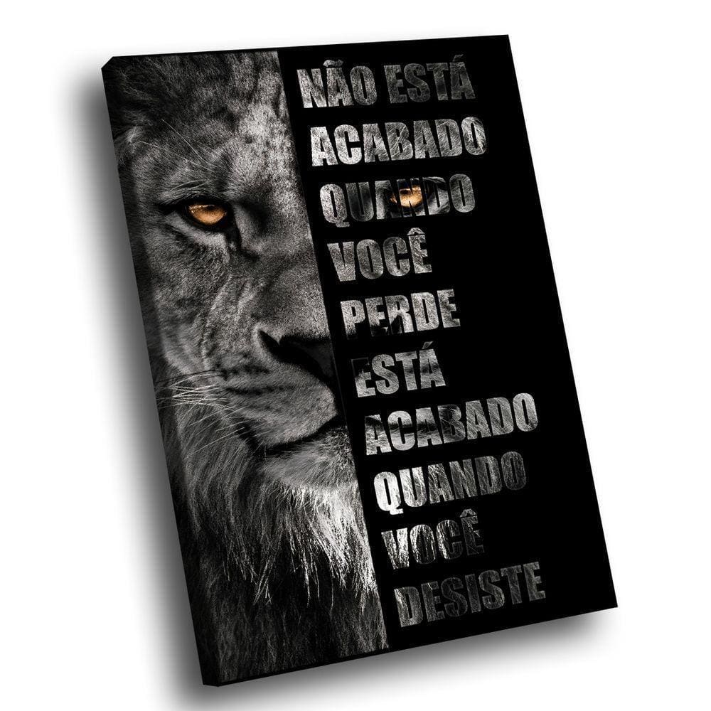 Quadro Leão Nunca Desista Pequeno 60x40