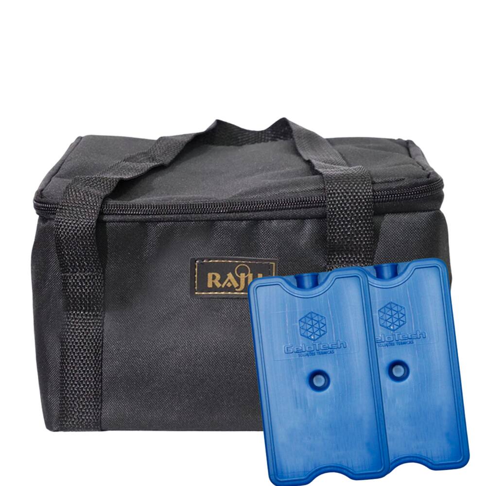 BOLSA Térmica Camping Pesca Praia 09 LITROS PRETA + 2 Gelos Rígidos 500 ml