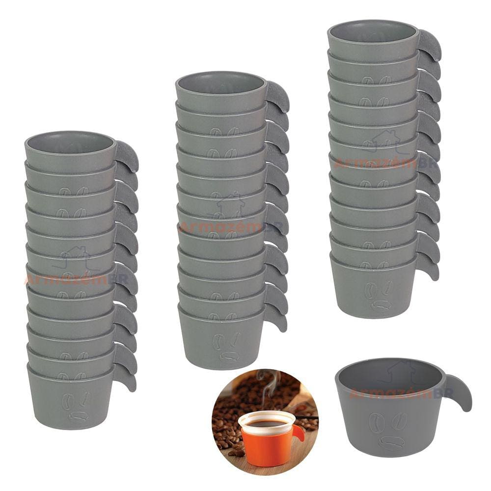 Conjunto Copete 36 Porta Copos Descartavel Cantinho Cafe Plastico Cinza - AMZ