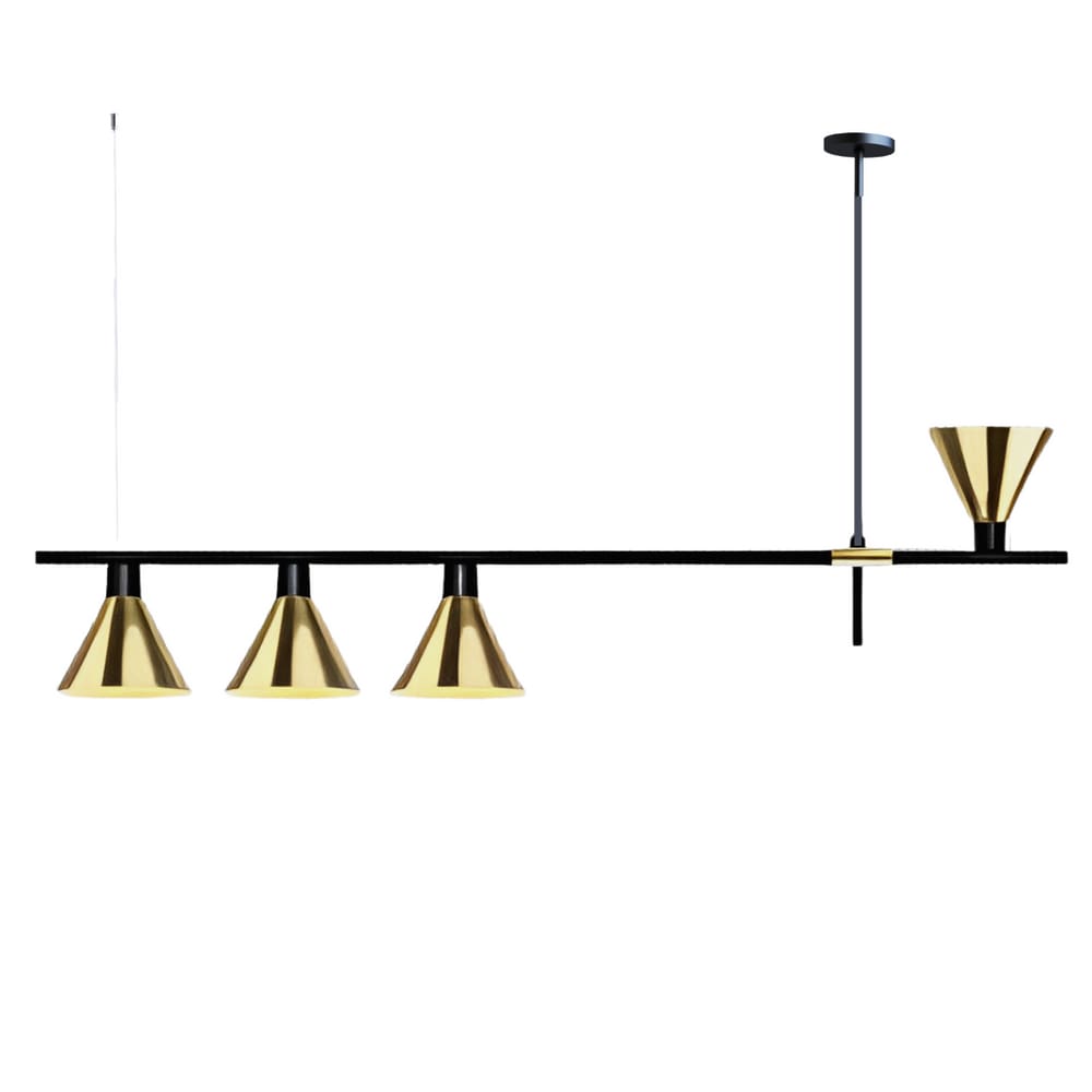 Pendente Moderno Quarto Sala Madri Preto e Dourado Spotline