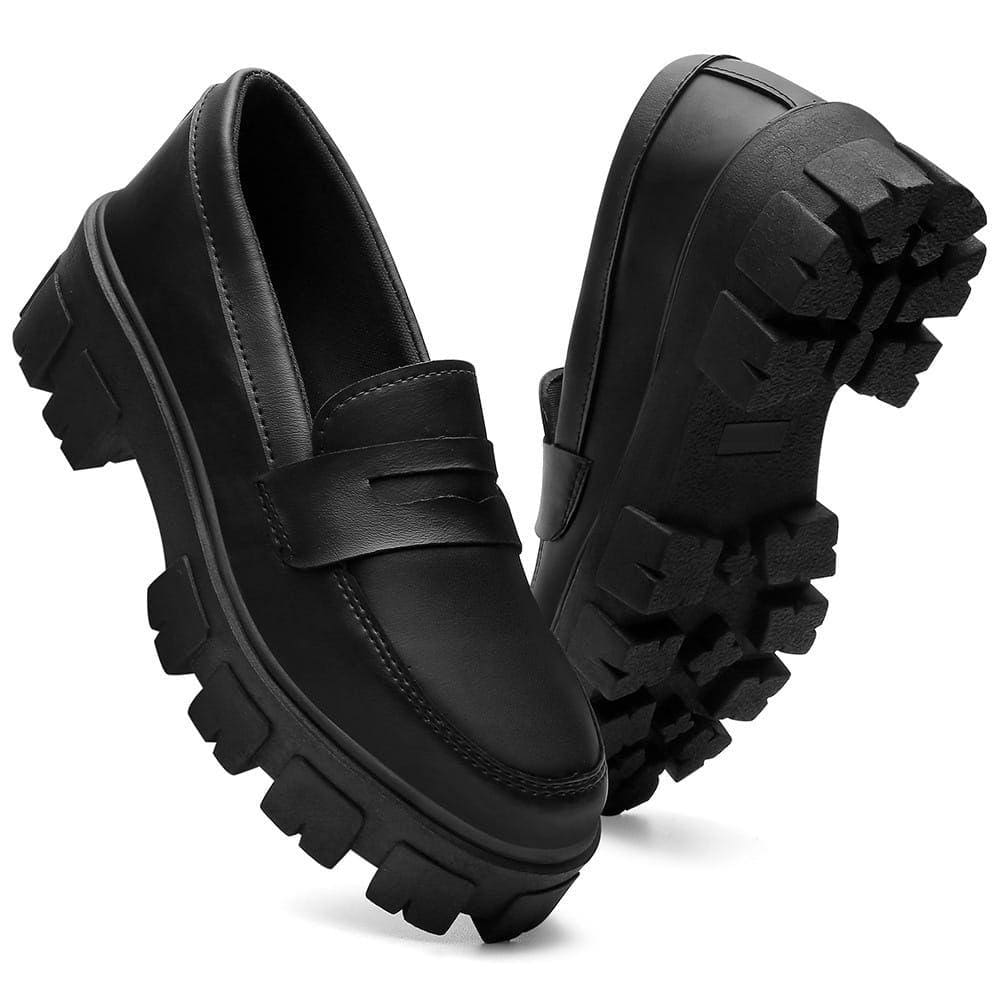 Mocassim Feminino Tratorado Oxford Plataforma Blogueira Leve