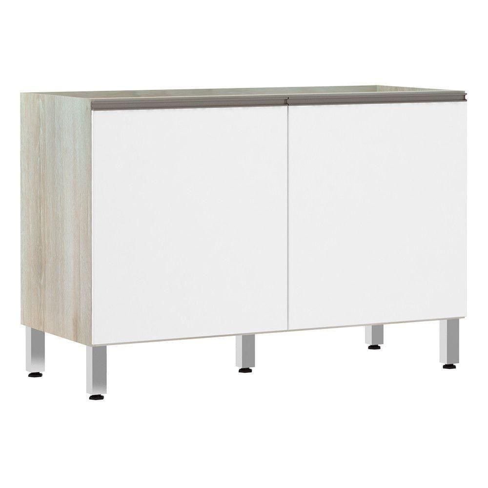 Balcão De Pia Sem Tamp 120cm Luci Legno Crem e Branco