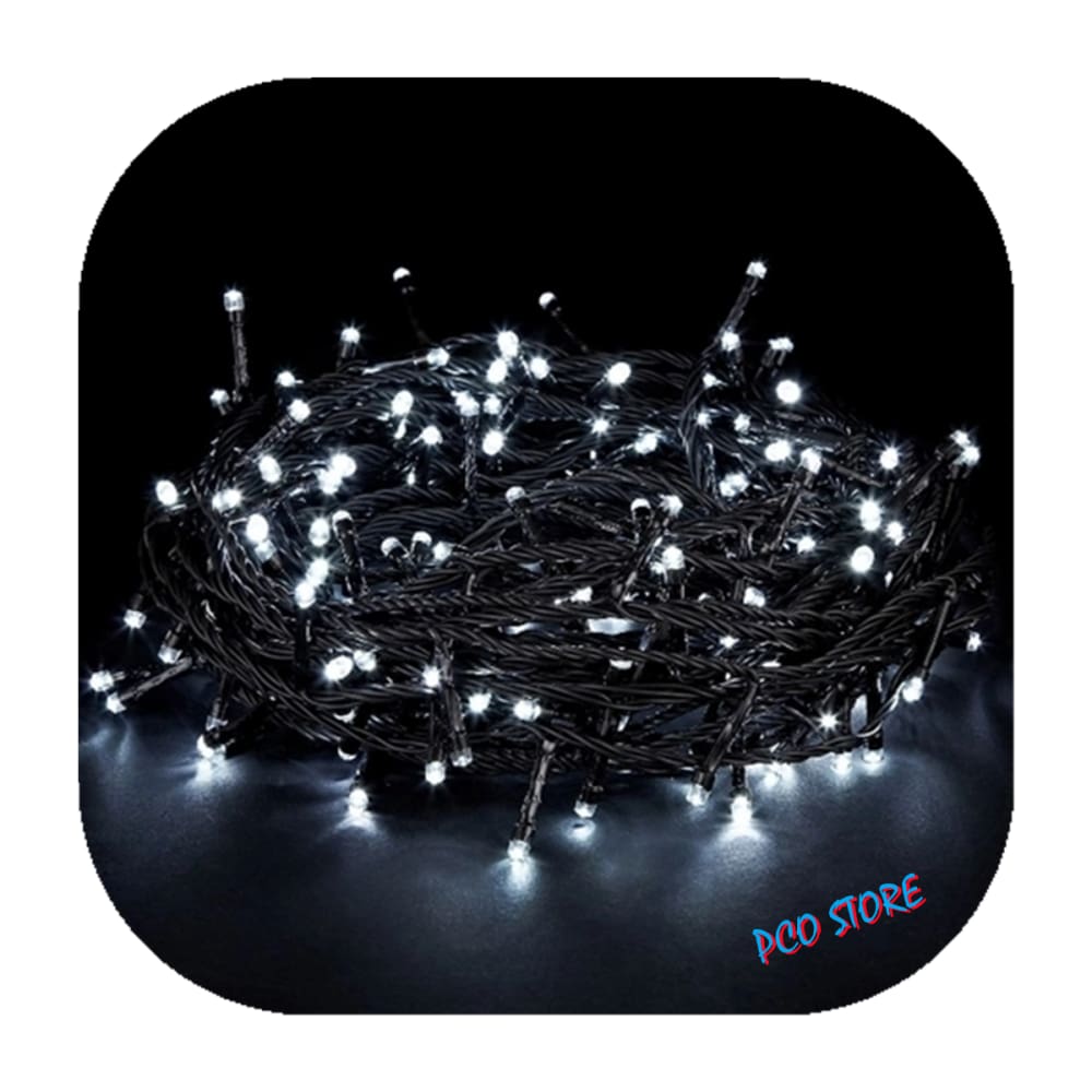 Cordão Pisca 100 Led Prova D´água Fixo Branco Frio Fio Verde 10m Decor Natal 220v