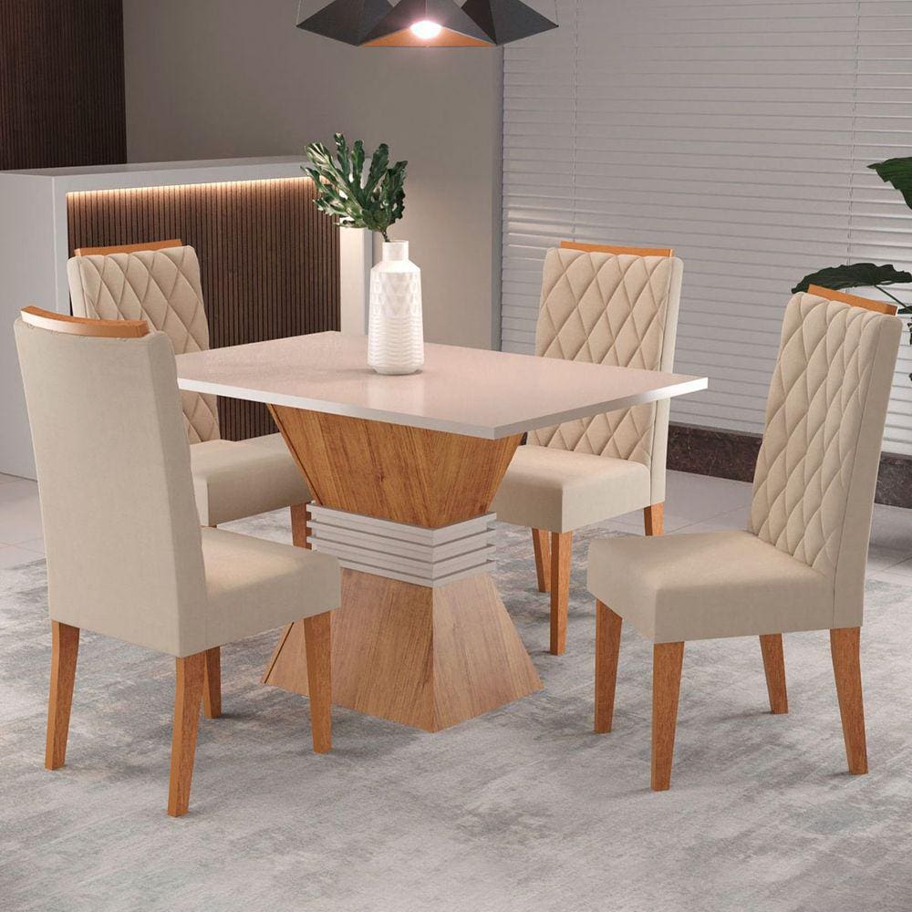 Mesa de Jantar 4 Lugares Cansas Blonde/Nude - Panorama Móveis