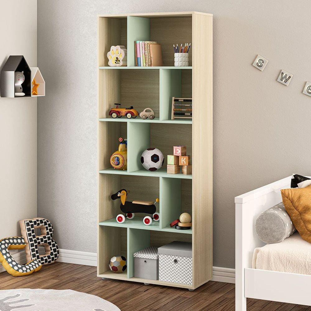 Estante Compacta Vertical e Horizontal 10 Nichos Xangai Legno Salinas/Verde Belaggio