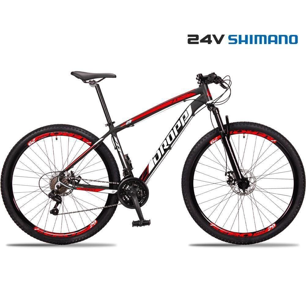 Bicicleta 29 Dropp Z3 Shimano Tz 24 Vel Freio A Disco Mtb Alumínio Preto+vermelho