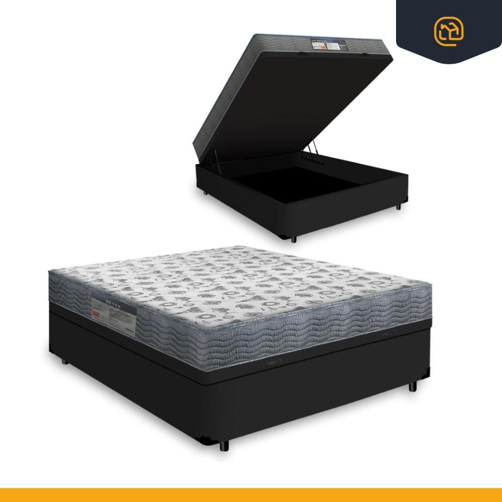 Cama Box Baú Viúva + Colchão D33 Ortobom Iso 100 128cm