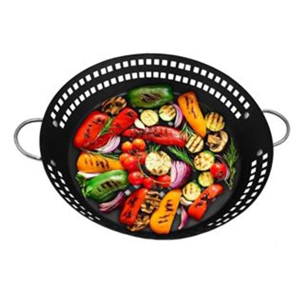Panela Frigideira Cesto Grelhar Em Churrasqueira Inox 31 Cm