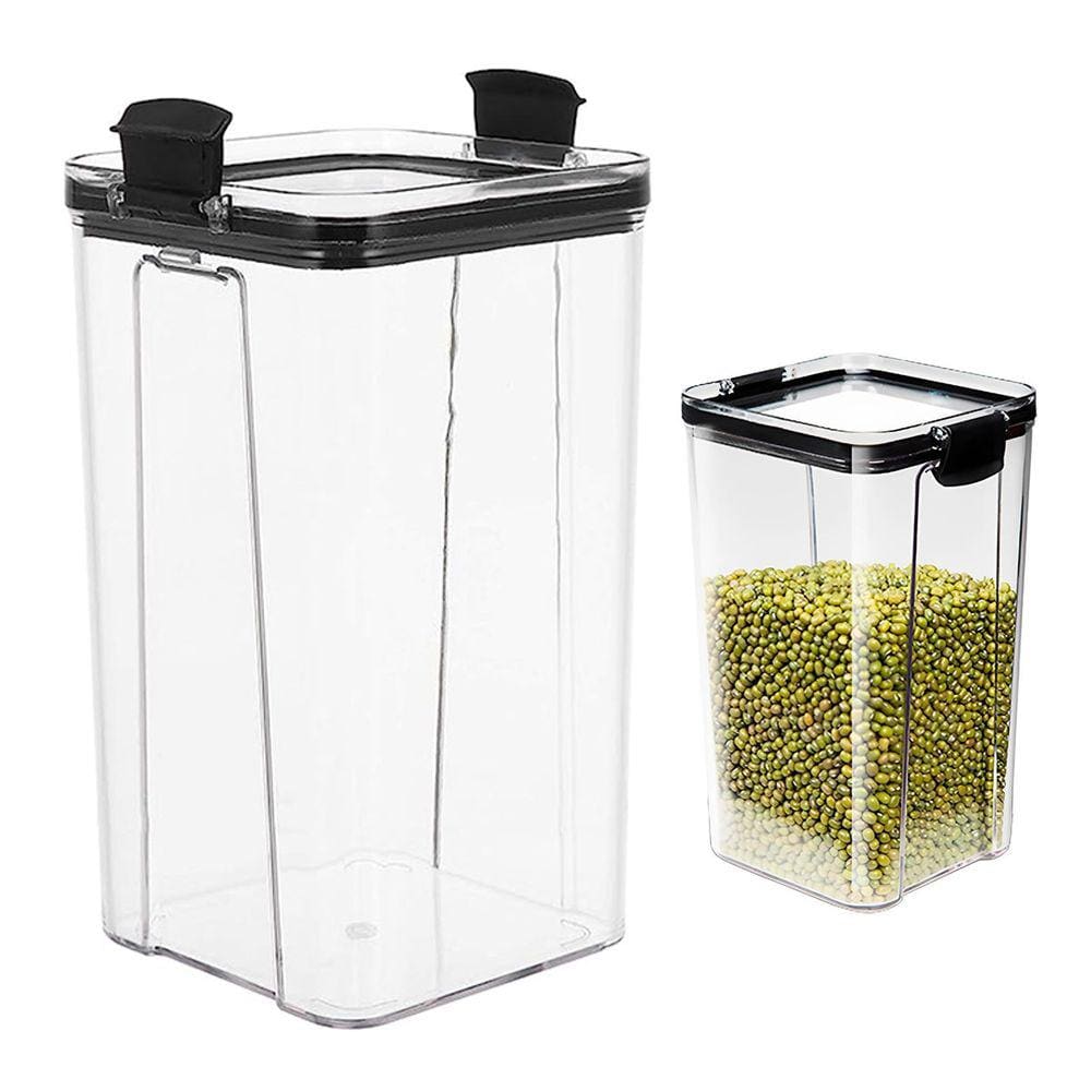 Pote Hermetico Tampa com Trava 1300ml Acrilico Transparente Veda Conserva Multiuso