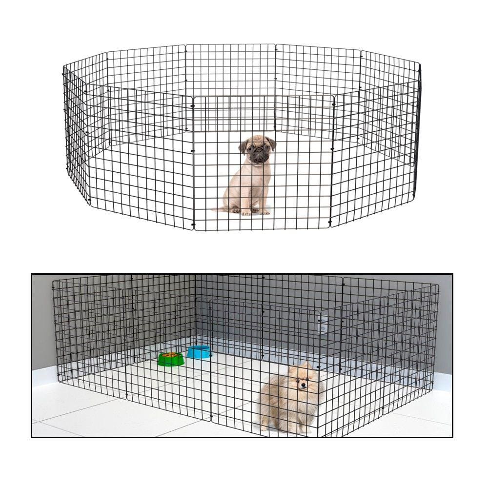 Cercado Móvel para Cachorro Pequeno Porte Cercadinho Articulado Pet 10 Telas 60cm Altura Preto